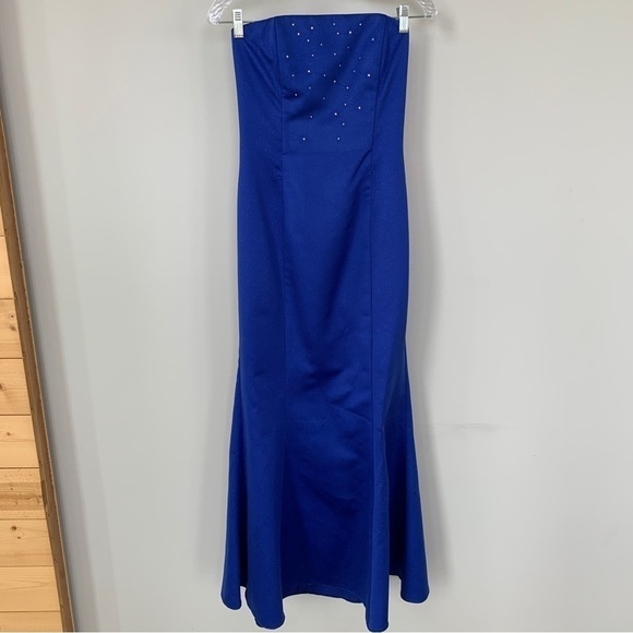 Jessica McClintock For Gunne Sax Royal Blue Strapless Formal Dress Size 5/6 - Picture 1 of 10